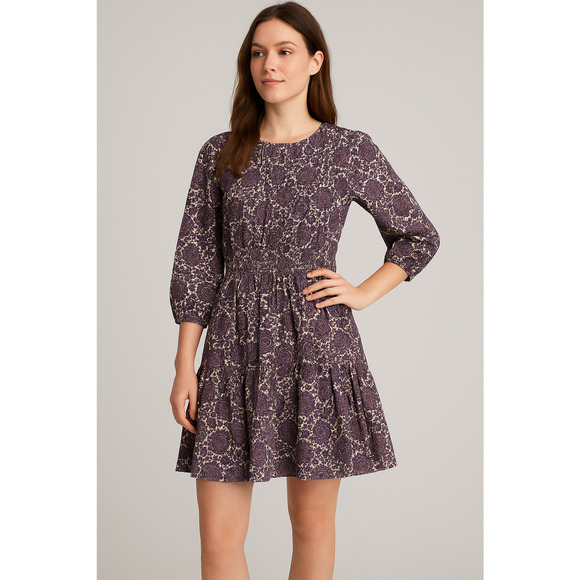 J. Crew Dresses & Skirts - J.Crew Palermo Dress Womens Small Tall Purple Linen Paisley Floral Boho Sundress